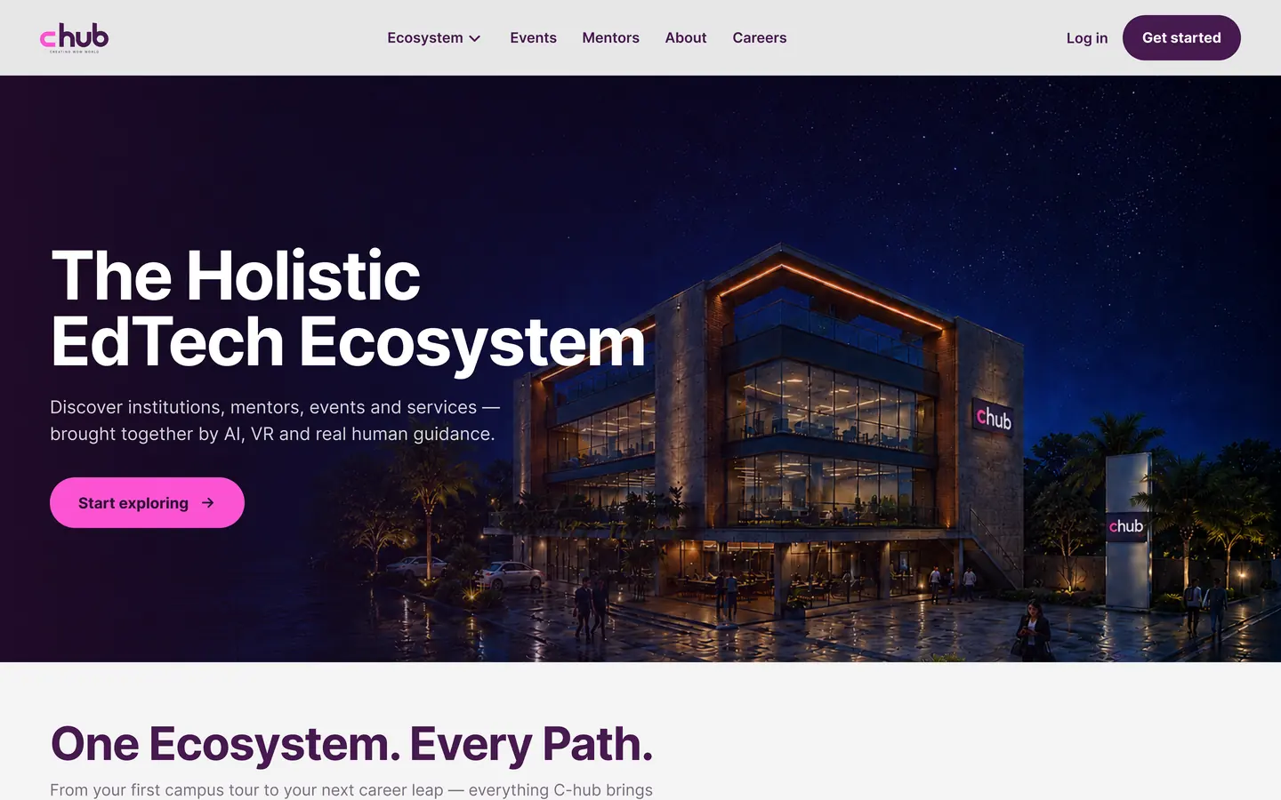 C-Hub's redesigned homepage